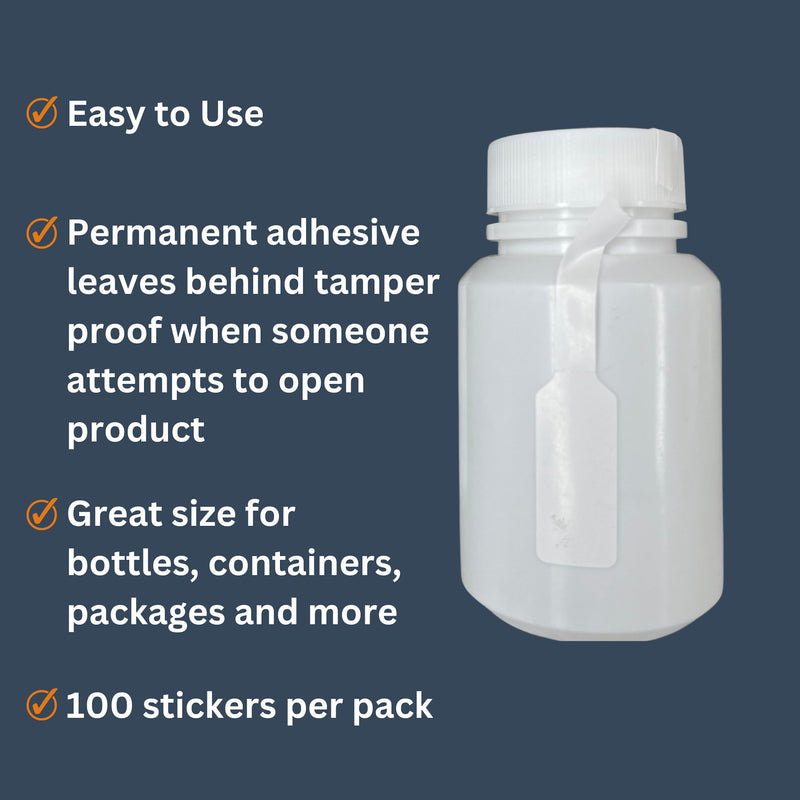 Tamper Evident Stickers - 0.5" x 5.5" Security Labels, 100 Tamper Proof Labels per Pack