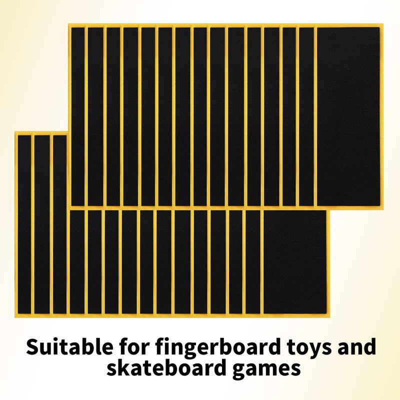 Penitue 30pcs PRO Fingerboard Grip Tape, 11x3.8cm/4.33x1.5in Foam Anti-Slip Sandpaper Skate Board Stickers with Strong Adhesive Backing for Finger Board Skateboard Games & Tricks (Black)