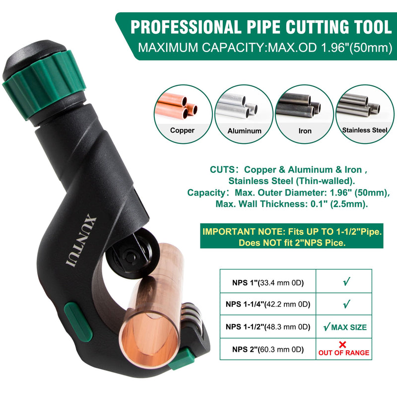 [Australia - AusPower] - Copper Pipe Cutter Tool Set 3/16"-2" Outer Diameter, Tube Cutter for Copper,Brass,Aluminum&Stainless Steel, HVAC Metal Plumbing Tubing cutter Tool with Deburring Tools&Extra Blades(XT600616) 650 SKD11 2 IN 1 