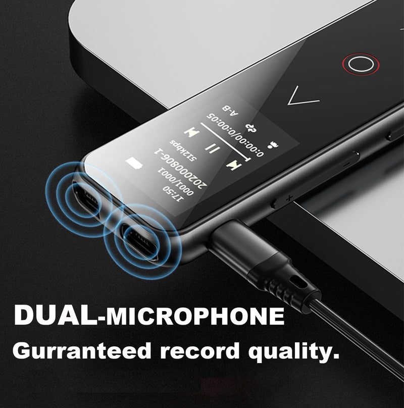[Australia - AusPower] - 128GB Digital Voice Recorder with Playback, Small Voice Activated Recording Device for Lectures & Meetings, Bluetooth Noise Cancelling Audio Recorder Device, 18hrs Live Monitor with Earphones 