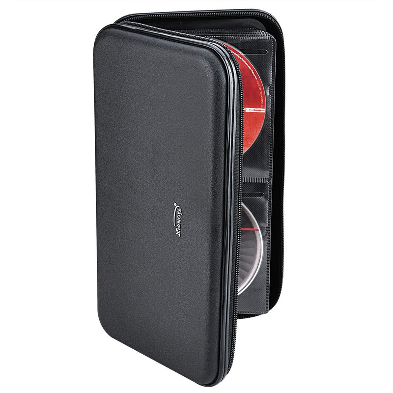 [Australia - AusPower] - CD DVD Case, 72 Capacity Heavy Duty Wallet, DVD CD Case Holder for Car, Hard Shell Sturdy case, CD Disk Holder, DVD disc Binder, Booklet, Protective Blu-ray Wallet (72 Capacity,Black) Black 