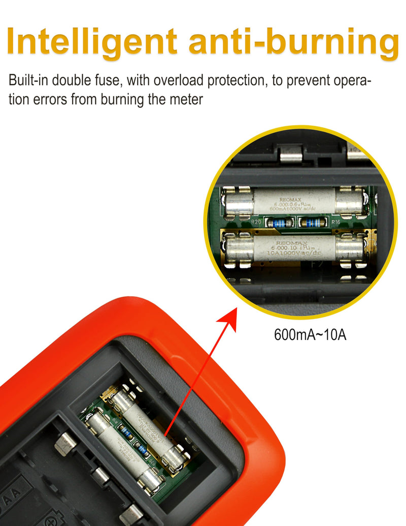 [Australia - AusPower] - ZIBOO 15B PRO True RMS Digital Multimeter,for Electrical Applications, Measures AC/DC Voltage and Current Measurements up to 1000V and 10A,Compatible with FLUKE(Optional AC Pliers) 