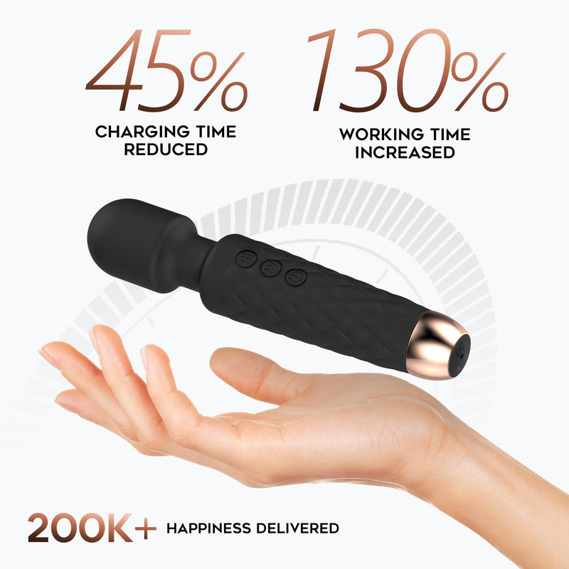Personal Massager, Handheld Wireless Massager, Waterproof and Portable, 20 Speeds 8 Patterns Cordless Massagers for Neck, Back Pain, Leg and Hand Pain & Sports Recovery, Black Large