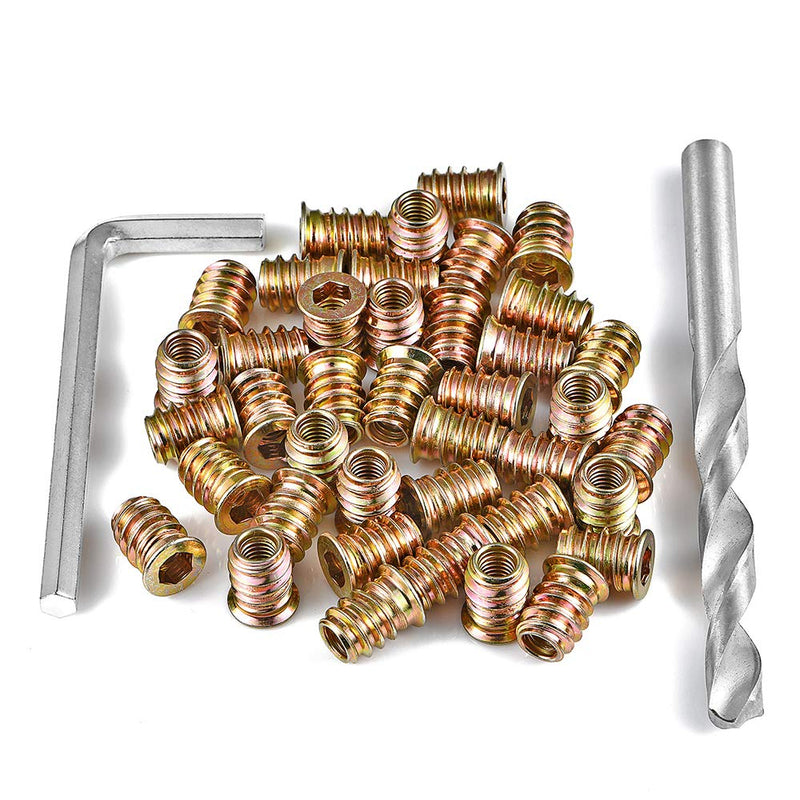 [Australia - AusPower] - 80 Pieces M6 Wood Inserts Bolt Furniture Screw in Nut Threaded Fastener Connector Hex Socket Drive for Wood Furniture Assortment (M6x15mm) M6x15mm 
