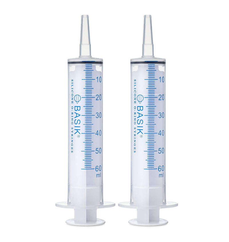 [Australia - AusPower] - Basik Silicone O Ring Syringes 60cc Catheter Tip Oral Syringe Reusable Budget 2 Pack 