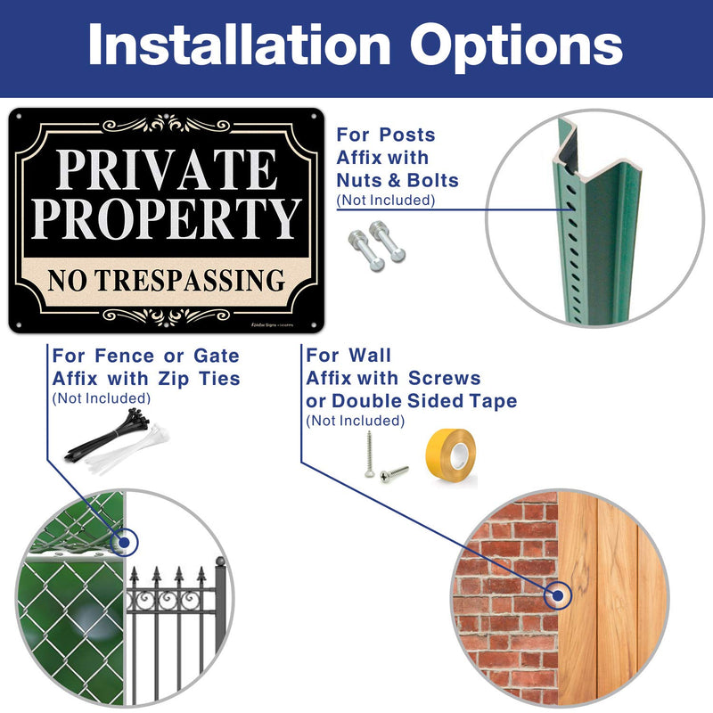 No Trespassing Signs Private Property,14x10 Inch Rust Free Aluminum Metal Sign,Reflective,Fade Resistant,UV Protected,Weatherproof Up to 7 Years Indoor/Outdoor Use (3 Pack) 14x10 inches - 3 Pack