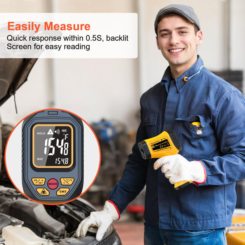 [Australia - AusPower] - Infrared Thermometer Gun -58°F to 1472°F with Backlit Display, Laser Thermometer Temperature Gun with Adjustable Emissivity & Max and Min Measure, Dual Laser Targeting Temp Gun for Cooking, Griddle 
