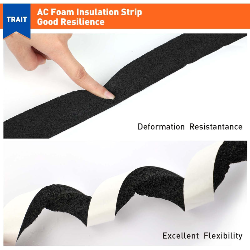 [Australia - AusPower] - MAGZO Adhesive Foam Weather Stripping 1 Inch W X 1 Inch T, Air Conditioner Window Seal Open Cell High Resilience, Total Length 13 Feet (6.5ft x 2 Rolls) 1in x 1in x 13FT 