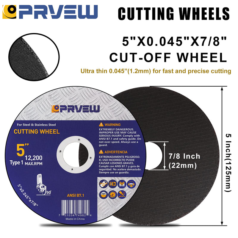 [Australia - AusPower] - 5 Inch Cut Off Wheels,10-Pack 5"x0.045"x7/8" Quality Cutting Disc, Metal & Stainless Steel Aggressive Cutting Wheel for Angle Grinder, General Purpose Cut-Off Wheel(5-Inch) 5"x0.045"x7/8"(10-PK) 