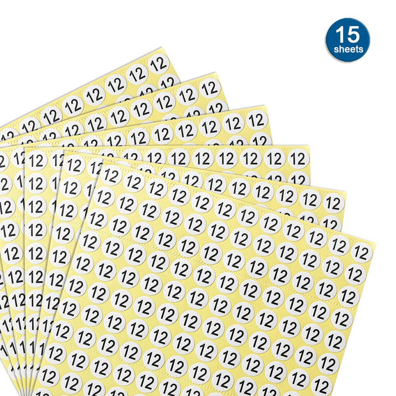 dealzEpic - Number Stickers - Number 12 Round Self Adhesive Stickers | Inventory/Storage Organizing Stickers - Set of 15 Sheets 12). Number 12 (15 Sheets) - NewNest Australia