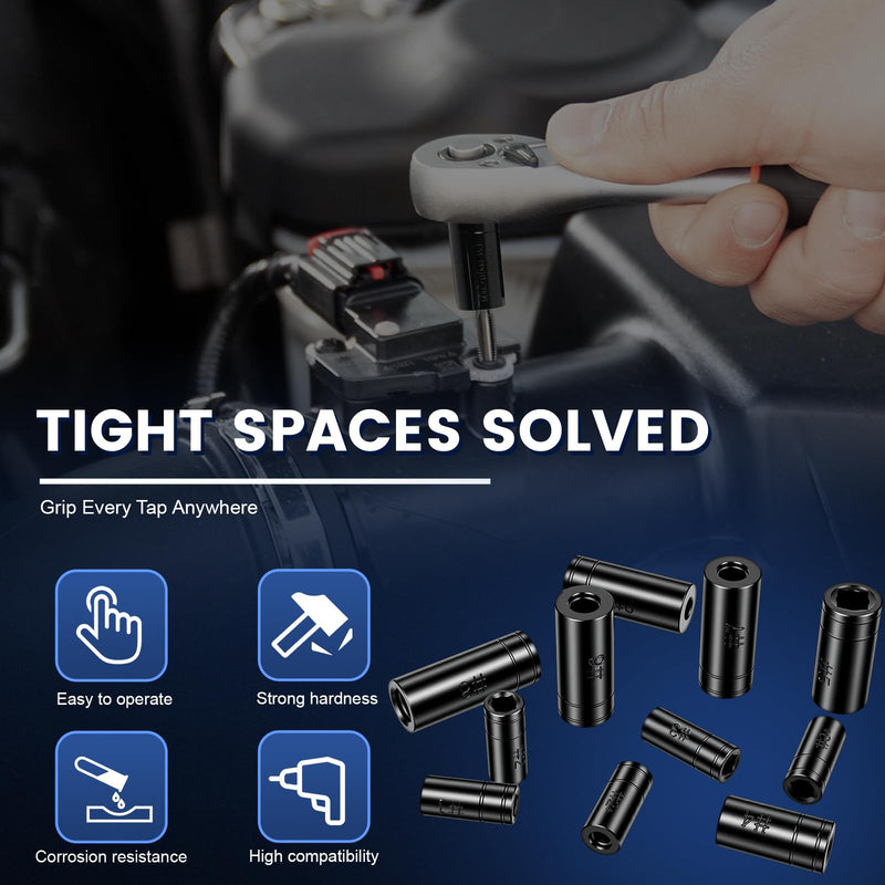 70700 Tap Socket Set, 11-Piece 1/4" & 3/8" Drive Taps Sockets Adapter for Metric & Standard Taps, Compatible with 1/2" and 1/8" NPT, Includes Non-M.C.T.I. Standard Tap 70700-11pcs