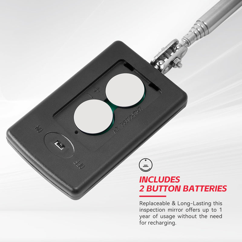 [Australia - AusPower] - Telescoping Inspection Mirror LED Lighted Flexible Inspection Mirror 360 Swivel for Extra Viewing (LED Telescoping Inspection Mirror) LED Telescoping Inspection Mirror 