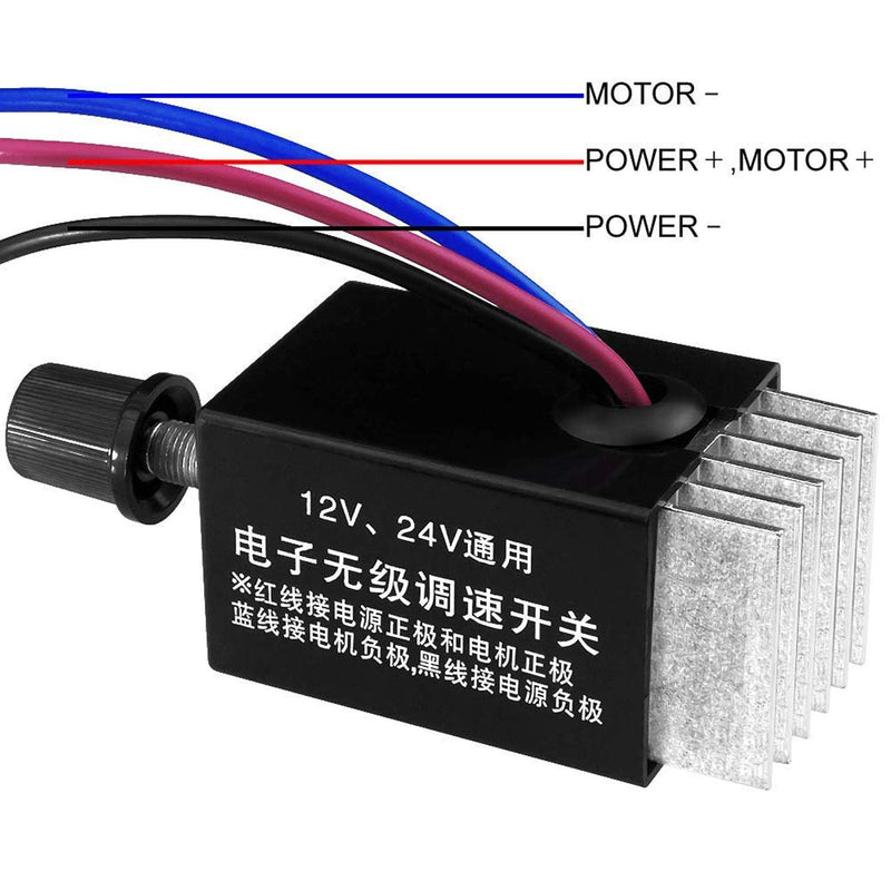 [Australia - AusPower] - DC Motor Speed Controller Universal DC 12V 24V 10A Electronic Stepless Speed Regulator Switch for Car Truck Fan Heater Control 