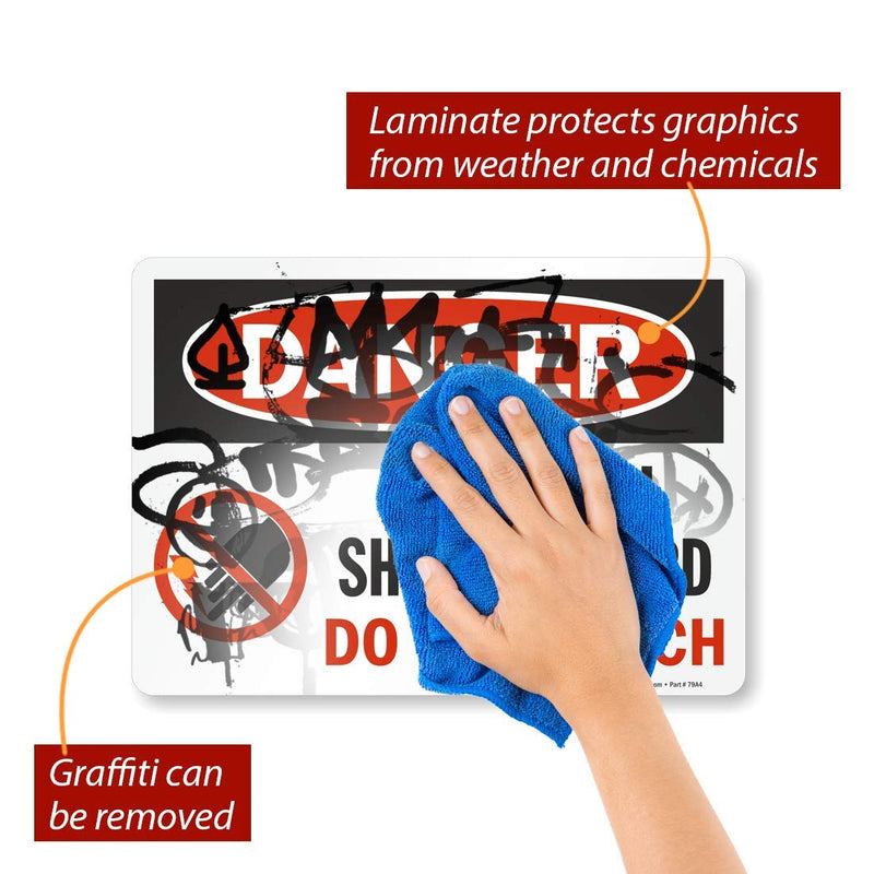 SmartSign Adhesive Vinyl Label, Legend "Danger: Electrical Shock Hazard", 10" high x 14" wide, Black/Red on White 10" x 14" Durable Non-Reflective Decal