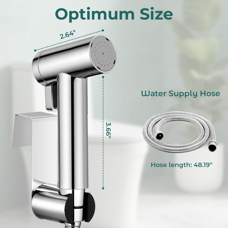 Handheld Bidet Sprayer for Toilet, Adjustable Water Pressure Control Rotary Switch with Bidet Hose, Exclusive Single Nozzle High Pressure Mode for Cleaning Stubborn Stains, Chrome