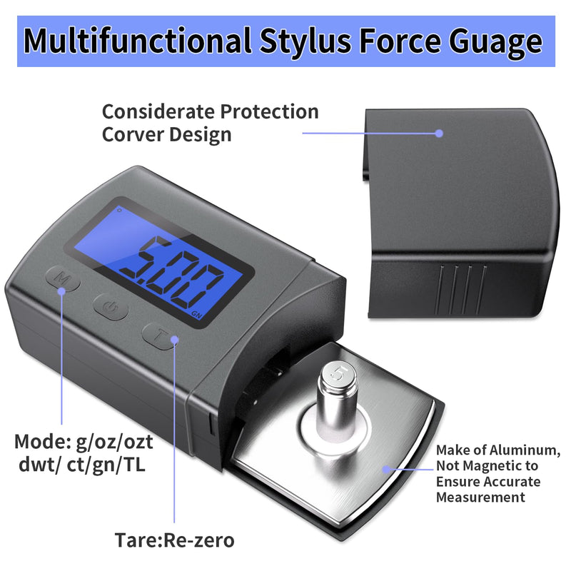 [Australia - AusPower] - DIGITNOW Digital Turntable Stylus Force Scale Gauge 0.01g/5.00g,Tracking Force Pressure Scale for Tonearm Phono Cartridge, Blue LCD Backlight 