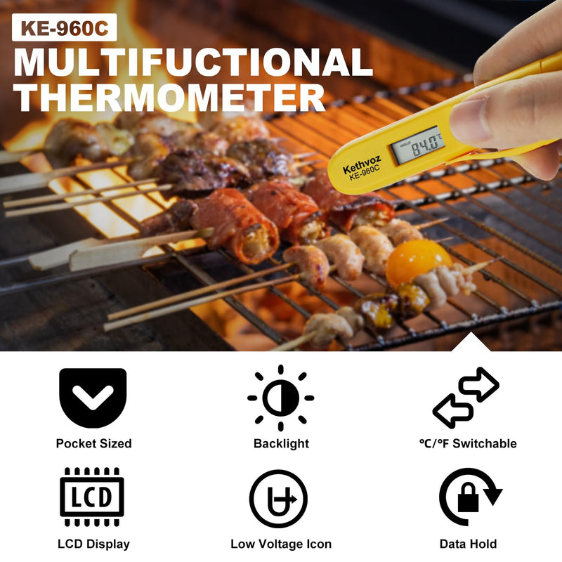 [Australia - AusPower] - Non Contact Infrared Food Thermometer, Digital IR Laser Thermometer Pen for Cooking, -22°F to 527°F Instant Read, No Touch Safe Hygienic for Meat, Grill, Candy, Wine, Baby Milk (2-Pack) 