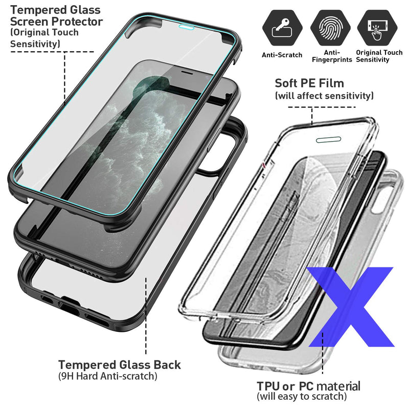 [Australia - AusPower] - UBUNU Case for iPhone 12 Pro Max [6.7 inch], New Upgraded Dual Layer Full Body Protective Clear Phone Case with Built-in Screen Protector, Black 