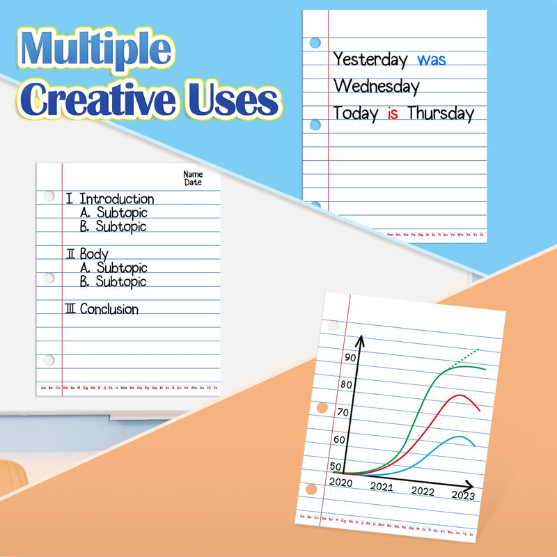 [Australia - AusPower] - Giant Magnetic Notebook Paper,Dry Erase Handwriting Lined Paper for Classroom Whiteboard Accessories, Chart Paper Teacher Must Have Homeschool Teaching Supplies,Teacher Essential,17" x 21.5" 