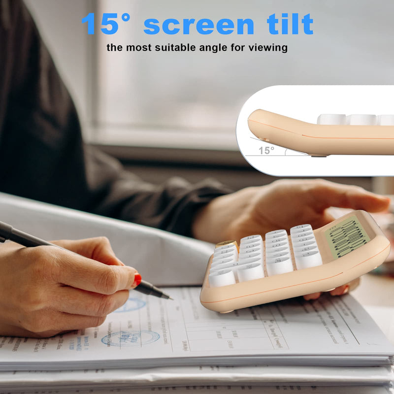 [Australia - AusPower] - Mechanical Calculator 12 Digit Extra Large 5-Inch LCD Display, DECKLIT Battery Desk Calculator, Big Buttons Easy to Press Use as Office Calculators Desktop, 15°Tilt Screen for Kids Calculator(Pink) Pink 