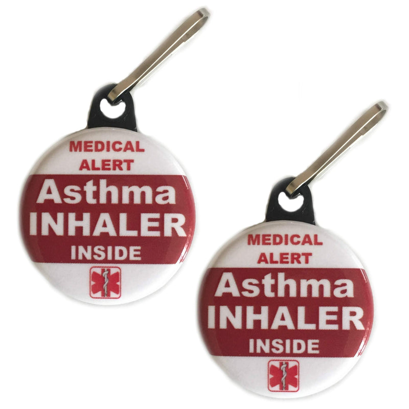 [Australia - AusPower] - Asthma Inhaler Inside Bag Tag Medical Alert Zipper Pull Set 2pcs 
