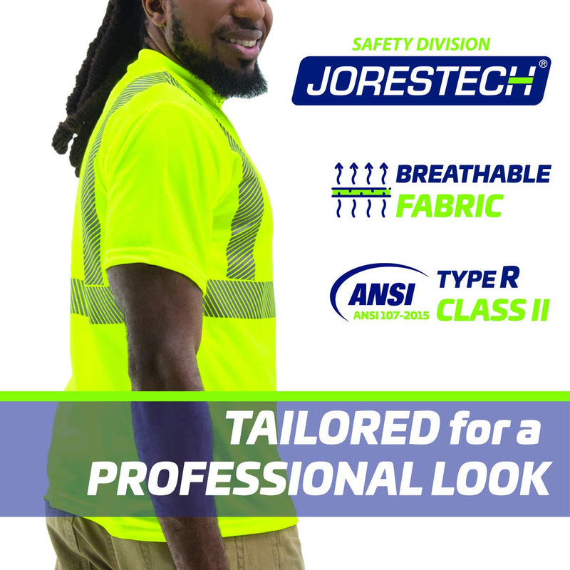 JORESTECH High-Visibility Safety T-Shirt, ANSI/ISEA 107 Type R Class 2 Compliant, Heat Transfer Reflective Tape X-Large Lime