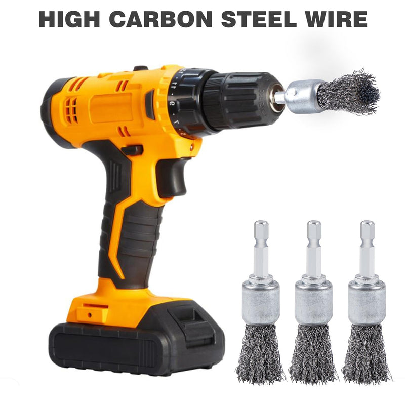 [Australia - AusPower] - 10PCS Wire Brush for Drill, High Carbon Steel Wire Drill Brush Wire Brush, Metal Wire Brush for Drill with 1/4" Hex Shank, Skilled in Handling Metal & Nonmetal Surfaces 