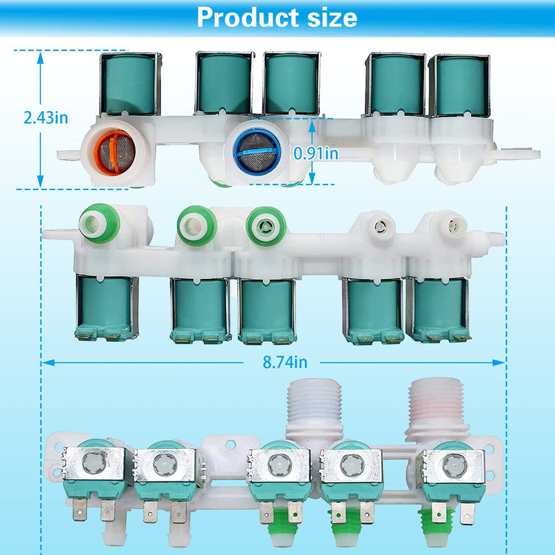 [Australia - AusPower] - DC97-15459G Water Inlet Valve Assembly Fit for Samsung Washer, Replaces AP5623056 PS4220861 EAP4220861 3276197 WA45H7000AW WA48H7400AW（Upgraded 5-Solenoid Design, Leak-Proof)） DC97-15459G 