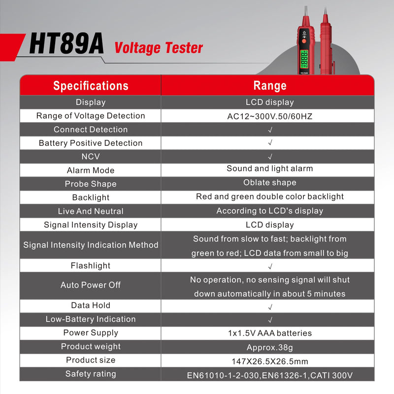 [Australia - AusPower] - Voltage Tester, HABOTEST Voltage Tester with LCD Display, Live/Null Wire Tester, Electrical Tester Buzzer Alarm and Flashlight, Wire Breakpoint Finder for Home,Car,Light 