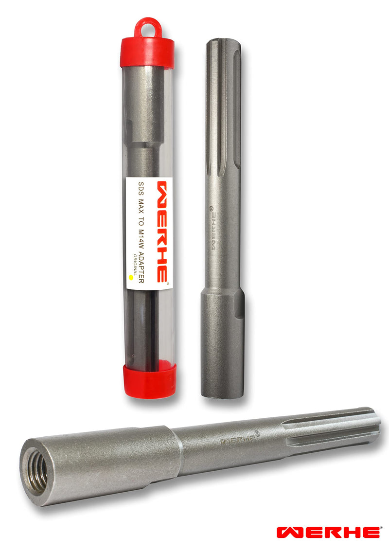 WERHE SDS Max to M14 Female Thread Adapter 8 cm Steel for Core Drill | Rotary Hammer Tool Holder Compatible with Diamond Drill Bits and Cutting Discs Heavy Duty Workmanship