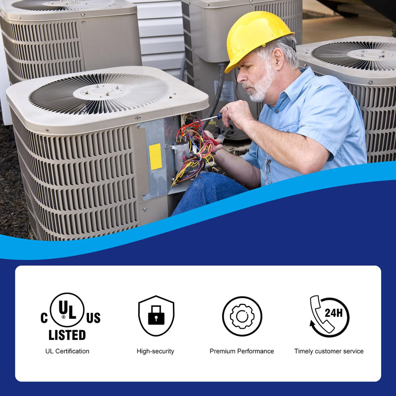 [Australia - AusPower] - 45+5 uF 45/5 MFD ±5% 370V/440VAC Dual Run Start Capacitor CBB65 Works for AC Unit Fan Motor Start or Heat Pump or Condenser Straight Cool 45+5MFD NEW 