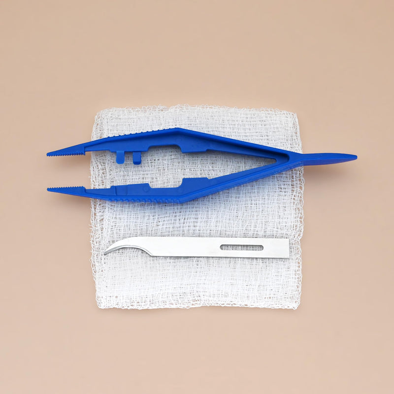 [Australia - AusPower] - Sterile Suture Removal Kit (Cutter, Forceps, Gauze), Suture Removal Tool Sterilized Ideal for Hospitals, Clinics and Home Care (10, Stitch Cutter) 10 