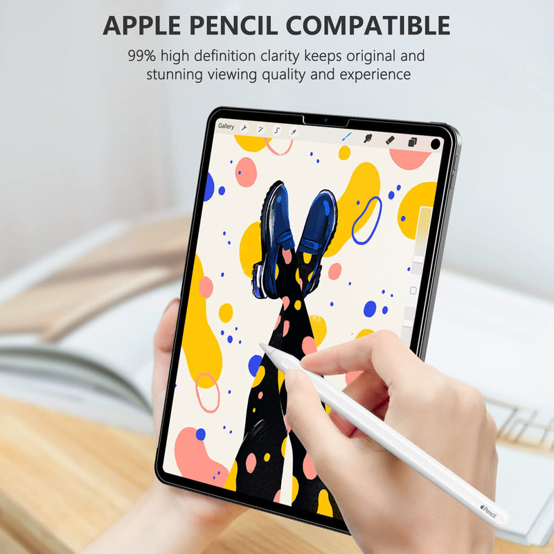 [Australia - AusPower] - 2+2 Pack SPARIN Screen Protector for iPad Pro 12.9 (2022/2021/2020) + Camera Lens Protector, Tempered Glass for iPad Pro 12.9 inch 6th/5th/4th Generation, Support Apple Pencil & Case Friendly 