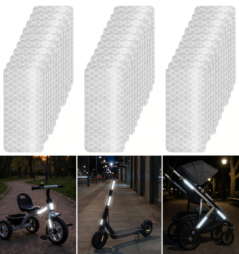 30 Pcs Reflective Stickers for Helmet, White Reflective Tape Safety White Outdoor Waterproof Tape Use on Bike/Truck/Car/Motorcycle/Clothing/Helmet 2.36" X 1.18"