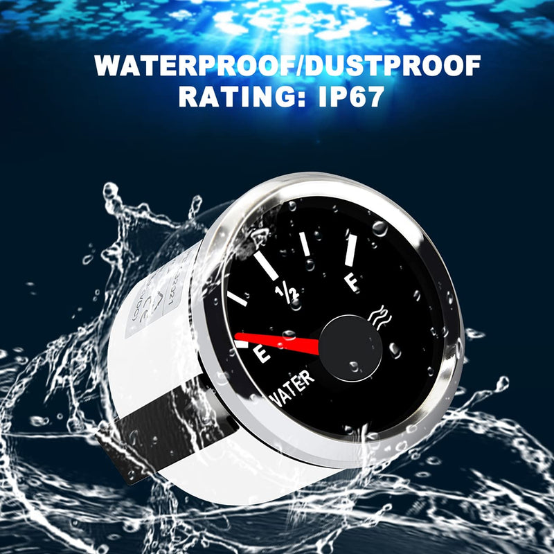[Australia - AusPower] - KAOLALI Water Level Gauge 52mm Water Tank Level Gauge Empty-Full Indicator for Level Sensor for Car Boat Auto Truck Marine 240-33ohm Black Silver 