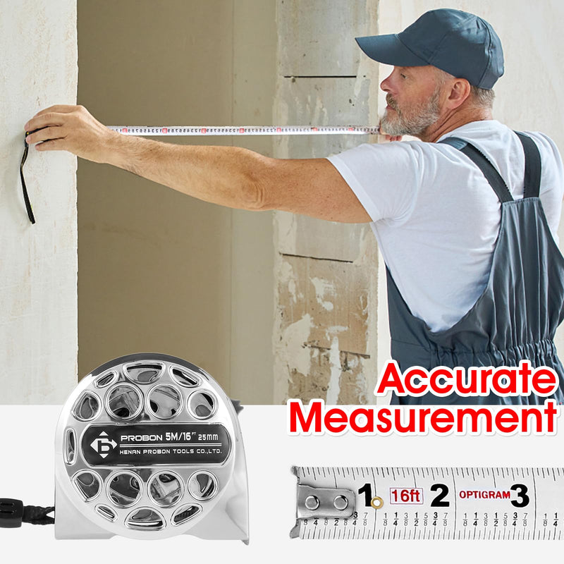 [Australia - AusPower] - 2 PCS Retractable Tape, 5M/16Ft Stainless Steel Measuring Tape, Self-Lock Double-Sided Scale Retractable Metric Ruler, Non-Fall Wear-Resistant Hollow Design Tape Measure for Household Industrial 