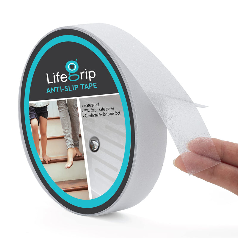 LifeGrip Anti Slip Transparent Anti Slip Tape, 1 inch by 30 feet, Non-Slip Traction Grip Tape to Tubs, Boats, Stairs, Clear, Soft, Comfortable for Bare feet (1" X 30') 1" X 30'