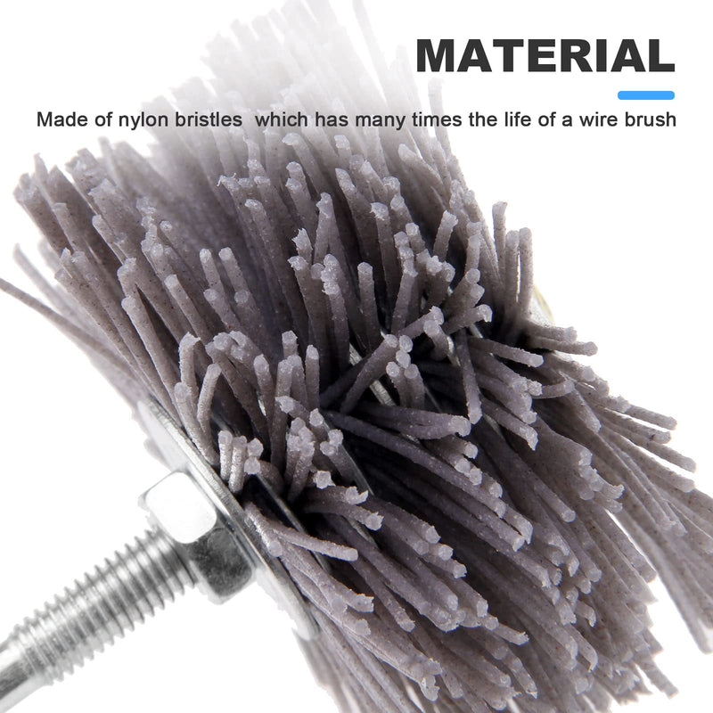 [Australia - AusPower] - Mtsooning 4Pcs 4 Sizes 80# 120# 180# 240# Nylon Wheel Brush, Abrasive Grinding Head with 6mm Threaded Shank Assortment Kit,Sanding Mop Abrasive Wheel for Removing Rust and Painting 