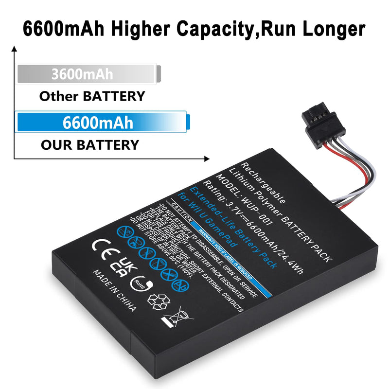 [Australia - AusPower] - Pickle Power 6600mAh Wii U Gamepad Battery, Rechargeable Wii U Battery Replacement for Nintendo Wii U Gamepad WUP-010 WUP-012 