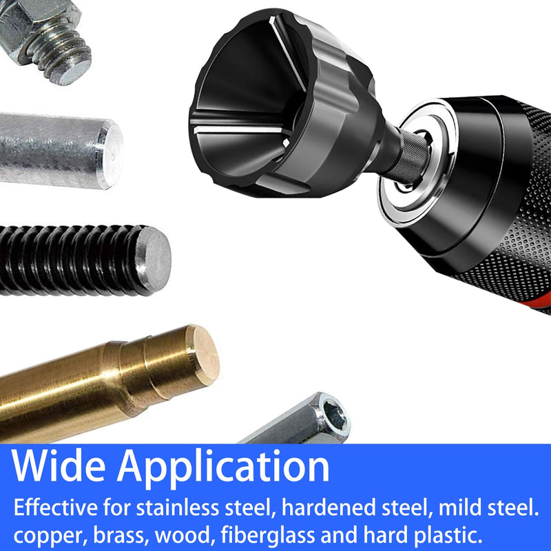 [Australia - AusPower] - Deburring Tool Chamfer Tool, HSS Hex Shank Deburring Tool for Metal, Bolt Thread Repair with Quick Release Shank Fits, 2 Pack Black 