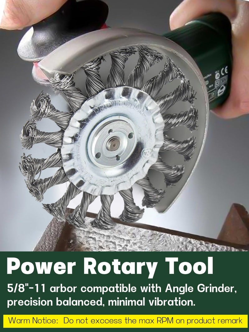 [Australia - AusPower] - Crimped Wire Wheel Brush 4in 5/8-11 Threads Arbor for 4-1/2" Angle Grinder - 2pcs 2 4in Crimped 