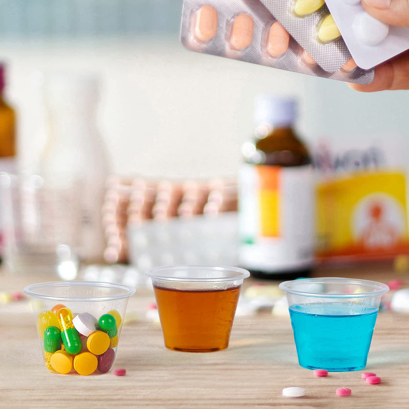 [Australia - AusPower] - Lilymicky 500 Pack Disposable Medicine Cups (1oz), Medical Plastic Measuring Cups For Medical Purposes, or Mixing and Measuring Resin, Epoxy, DIY Arts & Crafts, Paint 
