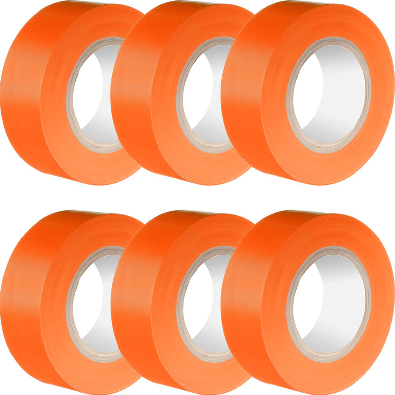 6 Pack Orange Flagging Marking Tape 1''x 600 ft Non Adhesive Plastic Ribbon Neon Marking Roll Survey Tapes for Tree, Hunting Trail, Boundaries, Hazardous Areas, Home and Workplace Use