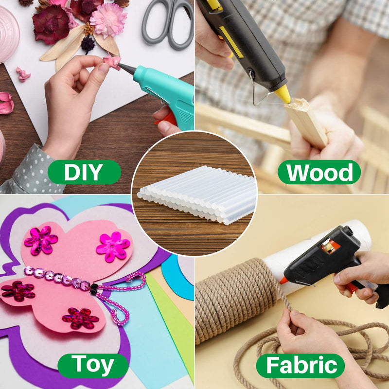 [Australia - AusPower] - 50PCS Mini Hot Glue Sticks - Mini Glue Gun Sticks, 4" Long x 0.27" Diameter, Clear Hot Glue Sticks Small for Fabric,Wood,Paper,Metal,Plastic 