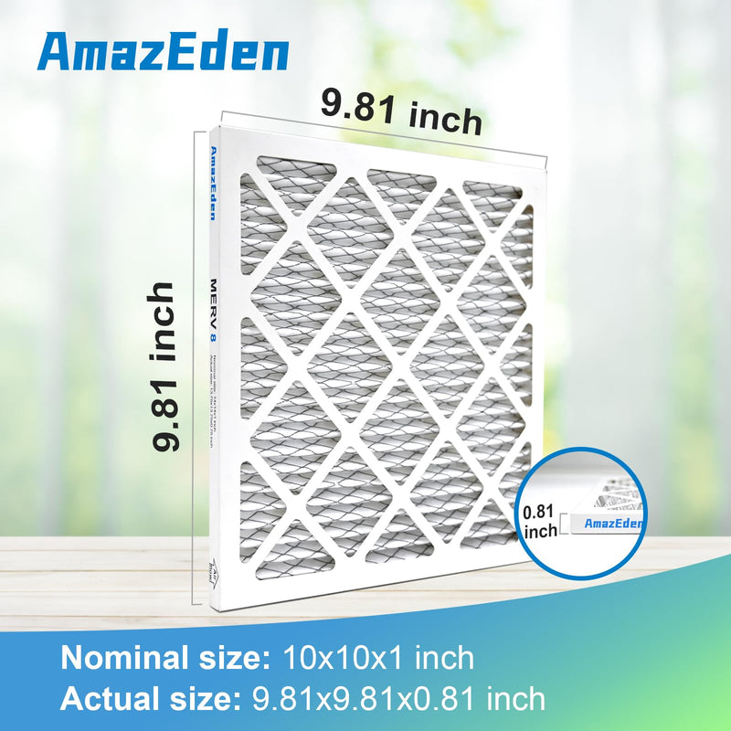 [Australia - AusPower] - 10x10x1 AC Air Filter MERV 8 (6-Pack) MPR 600 FPR 5 HVAC Furnace Pleated Filters Dust Defense Air Filters Replacement (Exact Dimensions: 9.81x9.81x0.81 Inches) 6-PACK 10x10x1 