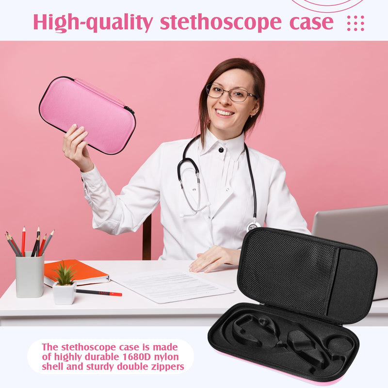 [Australia - AusPower] - 1 Pack Digital Stethoscope Case, 13.19 x 7.48 x 1.77 Inches Large Carrying Case Compatible with Digital or Cardiology Stethoscope(Raspberry) Raspberry 
