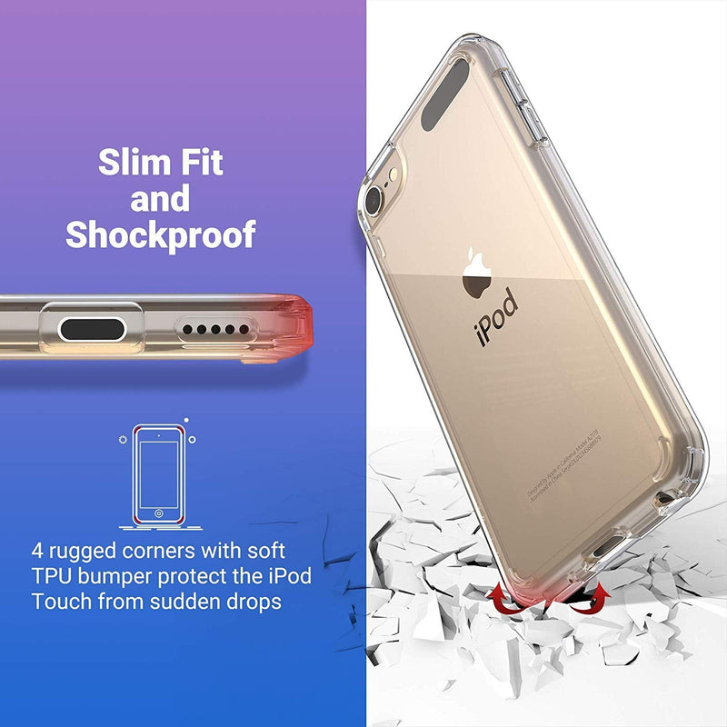 [Australia - AusPower] - ULAK Compatible with iPod Touch 7 Case Clear, iPod Touch 6 Touch 5 Case with 2 Screen Protectors, [Anti-Yellowing] Slim Soft TPU Bumper Hard Cover for iPod Touch 5th /6th /7th Generation, Clear 