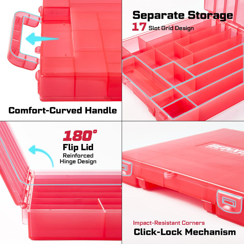 Geinxurn 100Pieces 1”/2” Impact Screwdriver Bits Set, Magnetic S2 Steel (Phillips/Slotted/Square/Torx/Hex/Security Torx) Driver Bits Tips,Impact Bit Holder and Nut Driver with Red Storage Box Case 1"/2"-100PCS Multi-bit 100