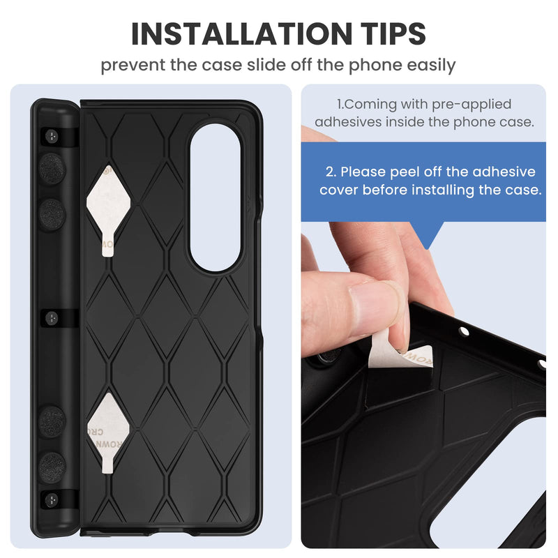 [Australia - AusPower] - Ruky Kickstand Case for Galaxy Z Fold 4, Hinge Protection, Full Body & Built-in Screen Protector, PU Leather Stand Case for Samsung Galaxy Z Fold 4 5G, Carbon Fiber 
