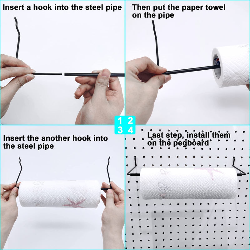 [Australia - AusPower] - 5 Pack Extendable Pegboard Paper Towel Holder,Pegboard Hook for Workshop,Garage,Kitchen,Laundry Room,Bathroom etc. 